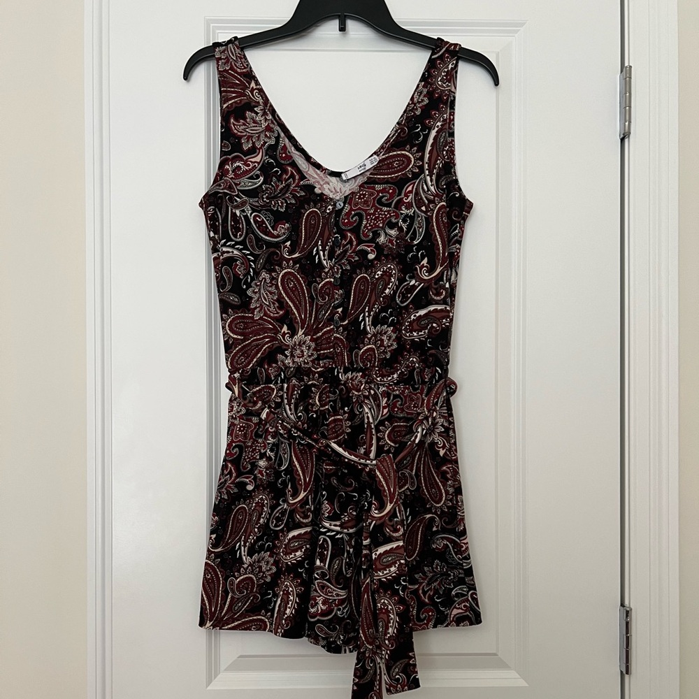 Mango Basics Red and Black Paisley Top